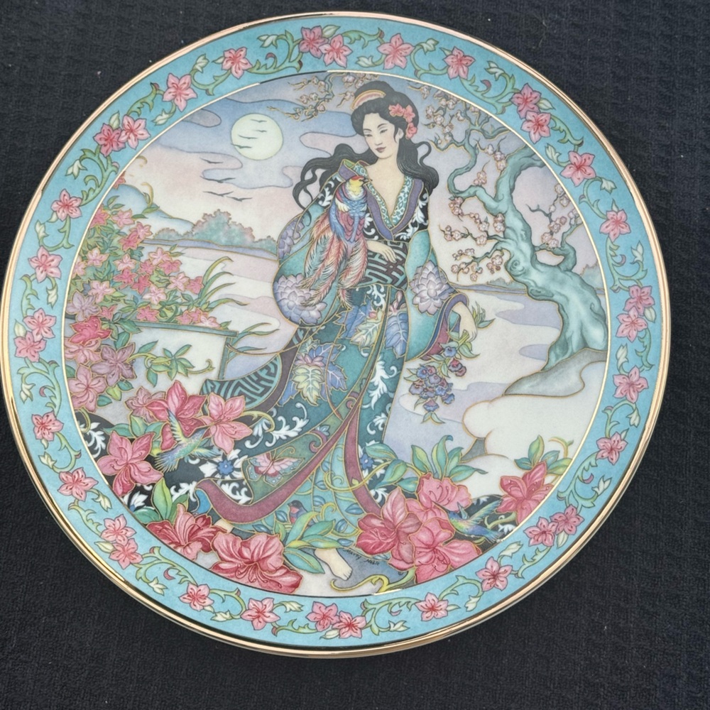 Royal Doulton Decorative Plate with Pink and Blue Floral Design